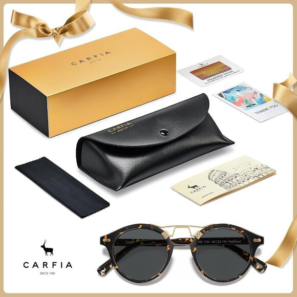 Small Acetate Polarized Sunglasses Women Men UV Protection Retro Round main image 6